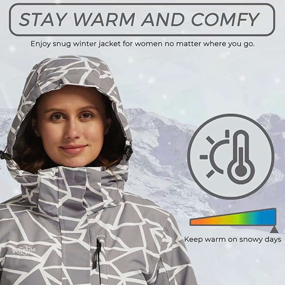 M NEW Wantdo Women's Waterproof Ski Jacket Rain Jacket Winter Warm Snow Coat NWT - Picture 5 of 9